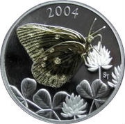 50 Cents - Elizabeth II Clouded Sulphur Butterfly, Canada, 2004 reverse image