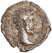 Denarius - Marcus Aurelius IMP VI COS III; Roma and Victory obverse image