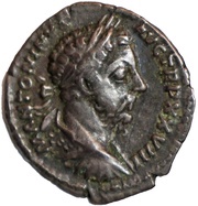 Denarius - Marcus Aurelius IMP VI COS III; Mars obverse image