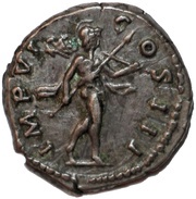 Denarius - Marcus Aurelius IMP VI COS III; Mars, Rome, 173-174 reverse image