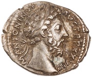 Denarius - Marcus Aurelius IMP VII COS III; Mars obverse image
