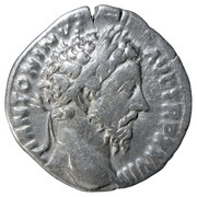 Denarius - Marcus Aurelius IMP VII COS III; Victory obverse image