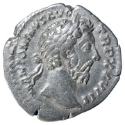 Denarius - Marcus Aurelius IMP VII COS III; Roma and Victory obverse image