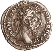 Denarius - Marcus Aurelius IMP VII COS III; Victory obverse image