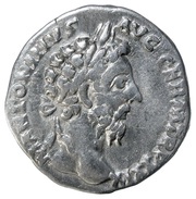 Denarius - Marcus Aurelius IMP VIII COS III; Mars obverse image