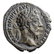 Denarius - Marcus Aurelius TR P XXX IMP VIII COS III; Genius obverse image