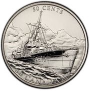 50 Cents - Elizabeth II WWII - Battle of the Atlantic, Canada, 2005 reverse image