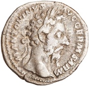 Denarius - Marcus Aurelius TR P XXXI IMP VIII COS III P P; Victory obverse image