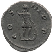Denarius - Marcus Aurelius COS III P P; Mars, Rome, 176-180 reverse image