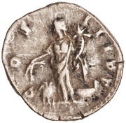 Denarius - Marcus Aurelius COS III P P; Annona, Rome, 176-180 reverse image