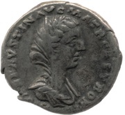 Denarius - Faustina the Younger CONSECRATIO; Pietas obverse image