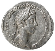 Denarius - Commodus TR POT II COS; Salus obverse image