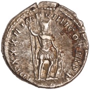 Denarius - Marcus Aurelius TR P XXXII IMP VIIII COS III P P; Mars, Rome, 177-178 reverse image