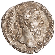 Denarius - Marcus Aurelius TR P XXXII IMP VIIII COS III P P; Roma and Victory obverse image