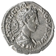Denarius - Commodus TR P III IMP II COS P P; Roma and Victory obverse image