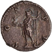 Denarius - Commodus COS P P; Roma and Victory, Rome, 177-178 reverse image