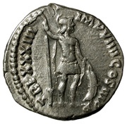 Denarius - Marcus Aurelius TR P XXXIII IMP VIIII COS III P P; Mars, Rome, 178-179 reverse image