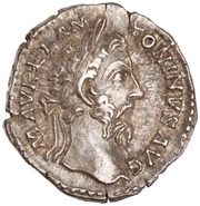 Denarius - Marcus Aurelius TR P XXXIII IMP VIIII COS III P P; Salus obverse image