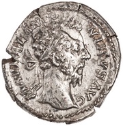 Denarius - Marcus Aurelius TR P XXXIII IMP X COS III P P; Salus obverse image