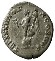 Denarius - Marcus Aurelius TR P XXXIII IMP X COS III P P; Victory, Rome, 179 reverse image
