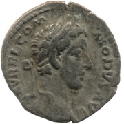 Denarius - Commodus TR P IIII IMP III COS II P P; Victory obverse image