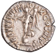 Denarius - Marcus Aurelius TR P XXXIIII IMP X COS III P P; Victory, Rome, 179-180 reverse image