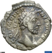 Denarius - Commodus TR P VII IMP V COS III P P; Roma and Victory obverse image