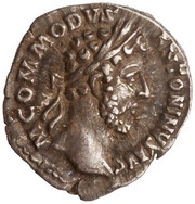 Denarius - Commodus TR P VII IMP V COS III P P; Salus obverse image