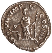 Denarius - Commodus TR P VII IMP V COS III P P; Salus, Rome, 182 reverse image