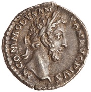 Denarius - Commodus TR P VIII IMP VI COS IIII P P; Salus obverse image