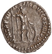 Denarius - Commodus P M TR P VIIII IMP VI COS IIII P P; Mars, Rome, 183-184 reverse image