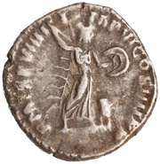 Denarius - Commodus P M TR P VIIII IMP VI COS IIII P P; Minerva, Rome, 183-184 reverse image