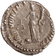 Denarius - Commodus P M TR P VIIII IMP VI COS IIII P P; Aequitas, Rome, 183-184 reverse image