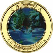 50 Cents - Elizabeth II Snowman, Canada, 2008 reverse image