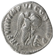Denarius - Commodus TR P VIIII IMP VI COS IIII P P; Victory, Rome, 183-184 reverse image