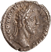 Denarius - Commodus P M TR P VIIII IMP VII COS IIII P P; Roma and Victory obverse image