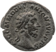 Denarius - Commodus P M TR P X IMP VII COS IIII P P; Victory obverse image