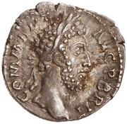 Denarius - Commodus P M TR P X IMP VII COS IIII P P FEL; Felicitas obverse image