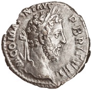 Denarius - Commodus P M TR P X IMP VII COS IIII P P FEL AVG; Felicitas and Victory obverse image