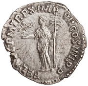Denarius - Commodus P M TR P X IMP VII COS IIII P P FEL AVG; Felicitas and Victory, Rome, 184-185 reverse image