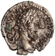 Denarius - Commodus P M TR P X IMP VII COS IIII P P ROM; Roma and Victory obverse image