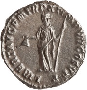 Denarius - Commodus LIBERT AVG P M TR P XI IMP VII COS V P P; Libertas, Rome, 185 reverse image