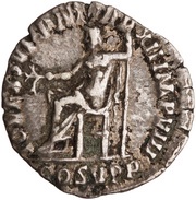 Denarius - Commodus IOVI EXSVP P M TR P XII IMP VIII COS V P P; Jupiter, Rome, 186-187 reverse image