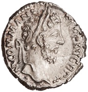 Denarius - Commodus VIRTVT AVG P M TR P XII IMP VIII COS V P P; Virtus obverse image