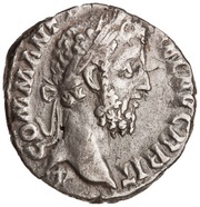 Denarius - Commodus PIETATI SENATVS C V P P; Genius of the Senate obverse image