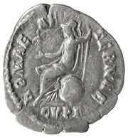 Denarius - Commodus ROMAE AETERNAE C V P P; Roma and Victory, Rome, 186-189 reverse image