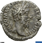 Denarius - Commodus FORT FEL P M TR P XIIII COS V P P; Fortuna obverse image