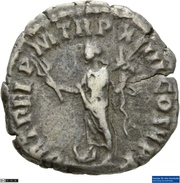 Denarius - Commodus FORT FEL P M TR P XIIII COS V P P; Fortuna, Rome, 188-189 reverse image