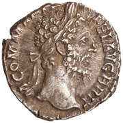 Denarius - Commodus MART PAC P M TR P XIIII COS V P P; Mars obverse image