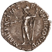 Denarius - Commodus MART PAC P M TR P XIIII COS V P P; Mars, Rome, 188-189 reverse image